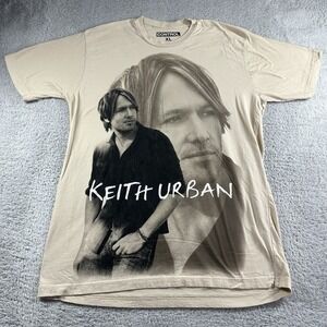 Keith Urban Tour Shirt Mens XL Defying Gravity Beige Ivory Big Graphic Print AOP